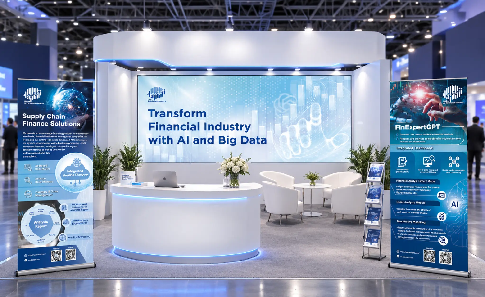 AIFT fintech exhibition booth jointly organised by an IT company and a university